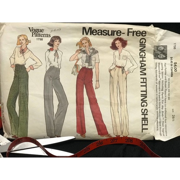 Vogue Pattern 1798 Measure-Free Gingham Fitting Shell Pants On-Trend Style - Picture 9 of 10